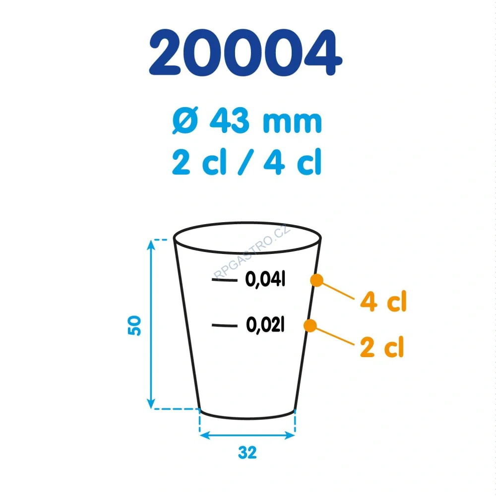 Kelímek vratný 2 cl / 4 cl (PP) [50 ks] (20004)