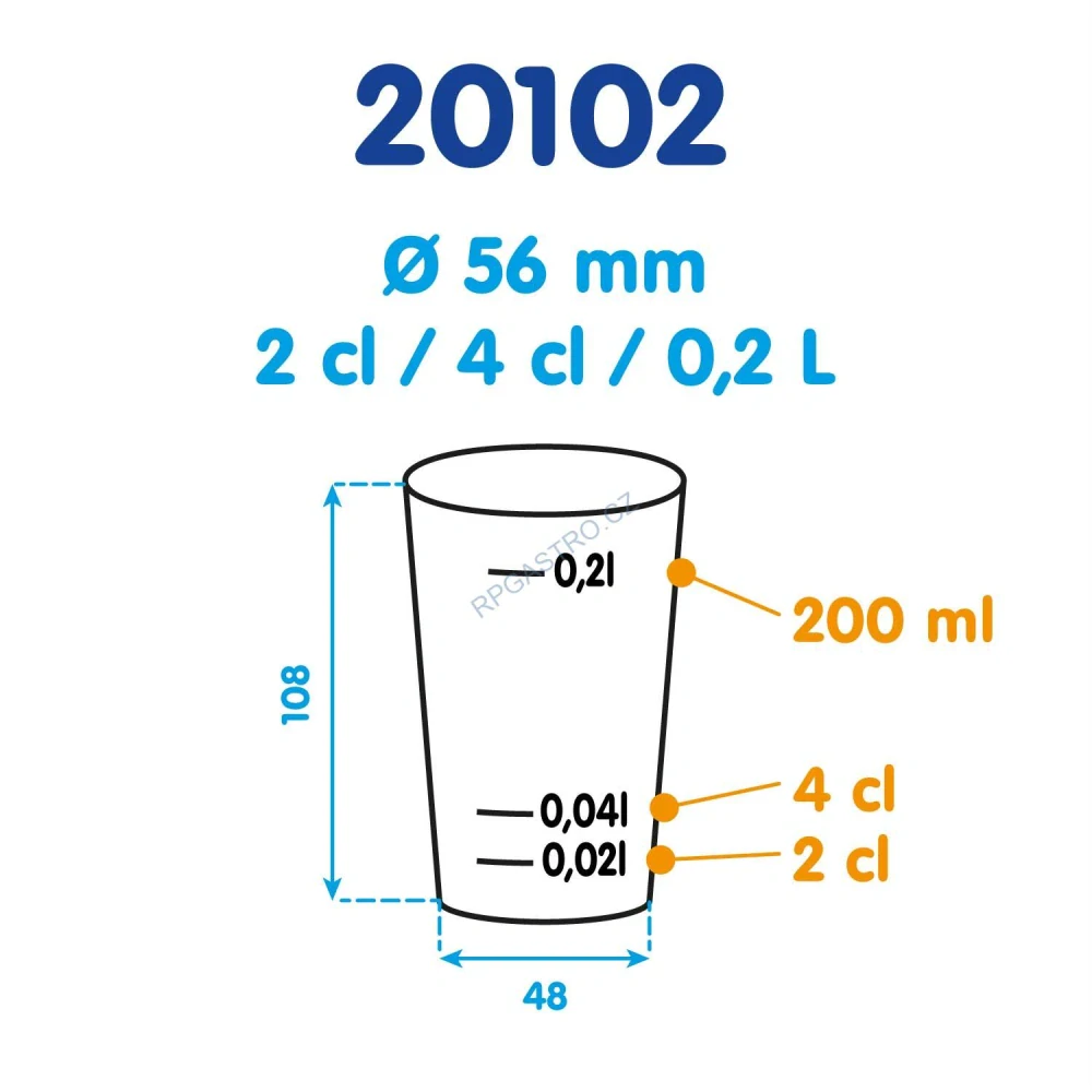 Kelímek vratný na Longdrink 2 cl / 0,2 l (PP) [10 ks] (20102 - 2N)