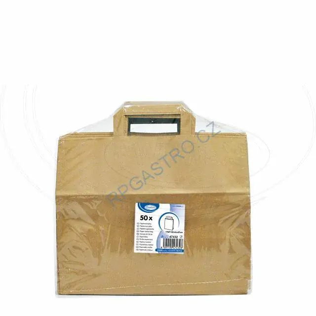 Papírové tašky 32+16 x 27 cm hnědé, ploché ucho [50 ks] (47432) - CH7A