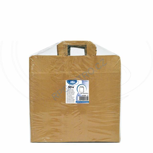 Papírové tašky 32+21 x 33 cm hnědé, ploché ucho [50 ks] (47434)