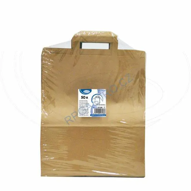 Papírové tašky 32+16 x 39 cm hnědé, ploché ucho [50 ks] (47436) - CH7A