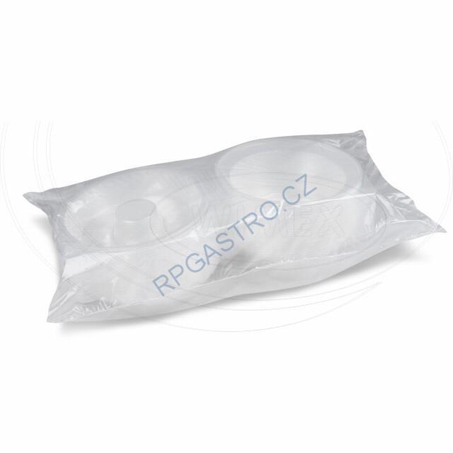 Salátová miska průhledná s víčkem na dresink misku, 2100 ml (PP) [25 ks] (PP822)
