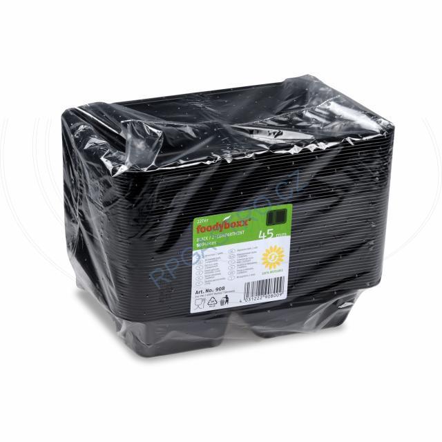 Menu mísa (PP) 2dílná 227 x 178 x 49 mm, černá [50 ks] (PP908)