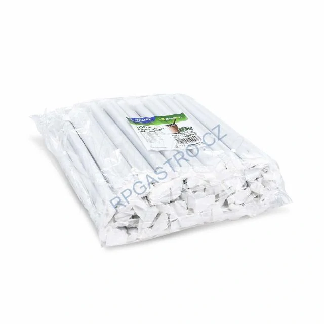 Slámky papírové Bubble Tea černé Ø12mm x 21cm jednotlivě balené [100 ks]  (40999)