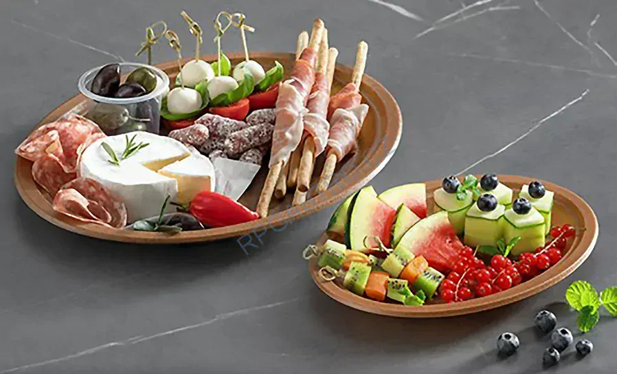 Talíře EKO kompozit dřevo/plast (WPC) pro opakované použití26 cm oválné, 50 ks - E11A,E11B, E31