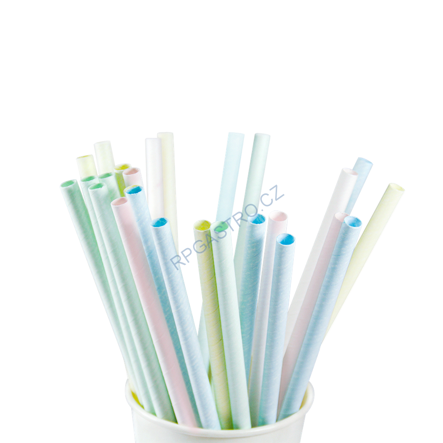 Slámky papírové JUMBO rovné, barevný mix, 25 cm, Ø 8 mm [100 ks] (06110 - CH11N)