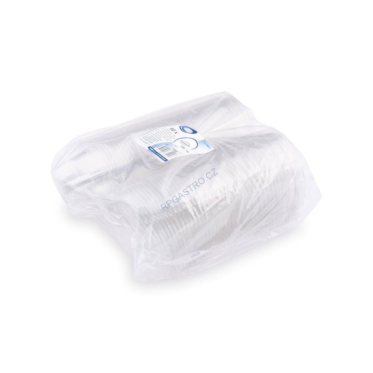 Miska kulatá průhledná s víčkem 250 ml (rPET) [50 ks] (77902)