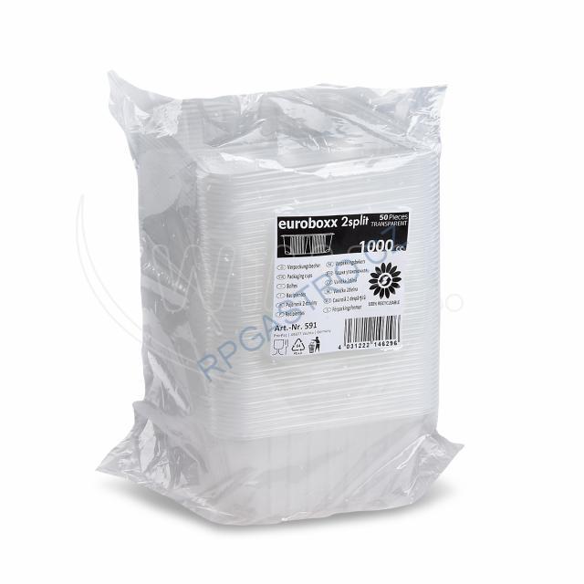 Vanička hranatá průhledná, 2dílná 1000 ml (PP) [50 ks] (PP591)