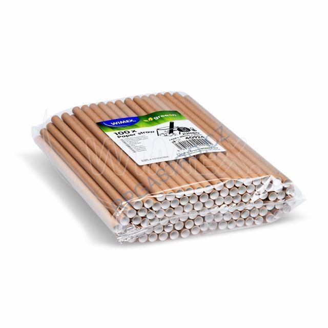Slámky papírové JUMBO kraft 20 cm, Ø 8 mm [100 ks] (40924)