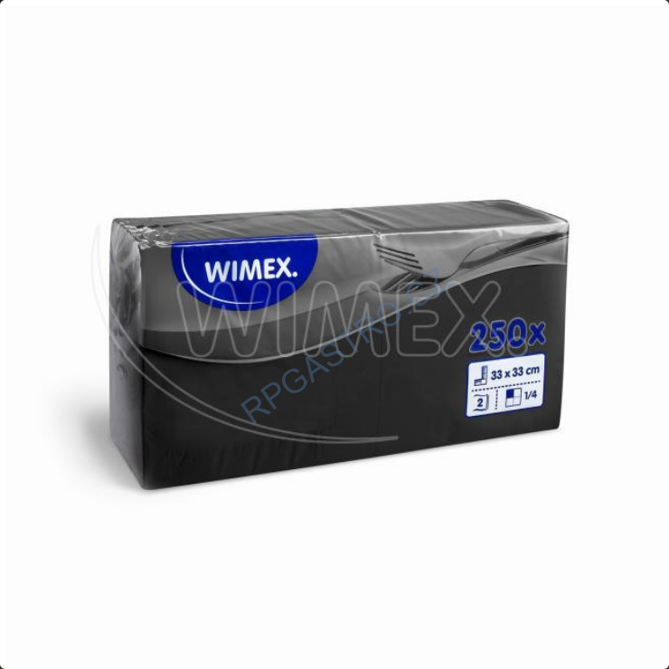 Ubrousky 2-vrstvé 33 x 33 cm černé [250 ks] (86919) P3,4N