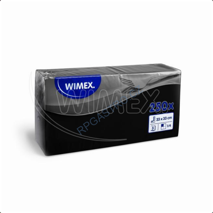 Ubrousky 3-vrstvé 33 x 33 cm černé [250 ks] (87819)