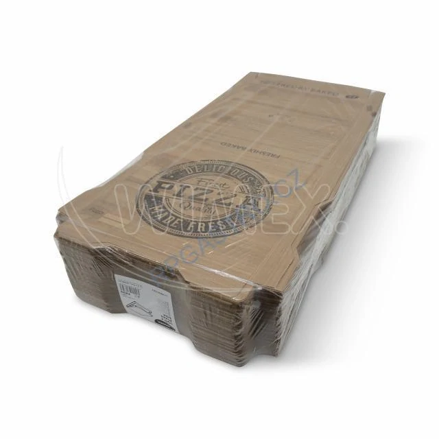 Krabice na pizzu (mikrovlnitá lepenka) kraft 33 x 33 x 4 cm [100 ks] (71833)