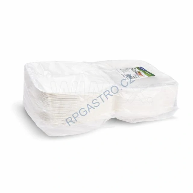 Menu boxy (cukrová třtina) 2-dílné 241 x 202 x 70 mm 1000ml [50 ks](45612) 