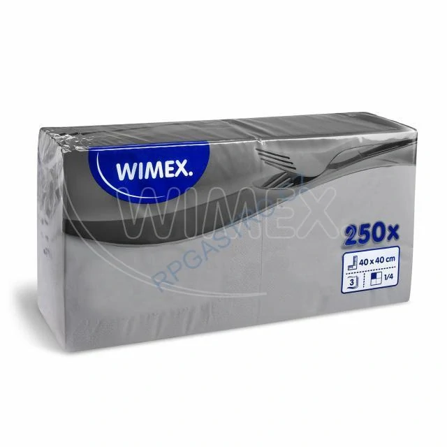 Ubrousky 3vrstvé šedé 40 x 40 cm [250 ks] (PAP FSC Mix) (88325)