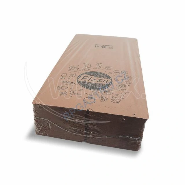 Krabice na pizzu (mikrovlnitá lepenka) E6 kraft s potiskem 32 x 32 x 3 cm [100 ks] Zasílání poštou (72062E)