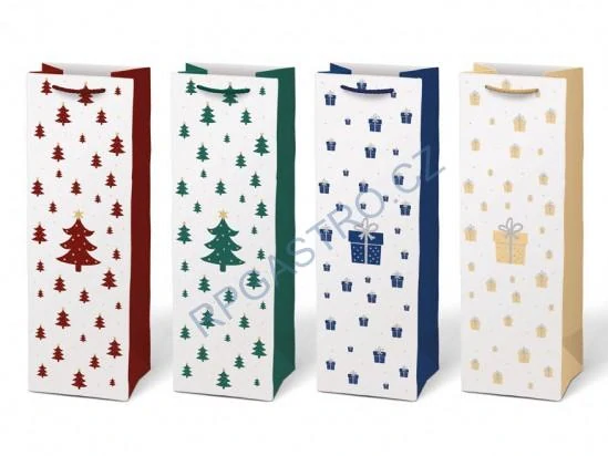 Papírová taška vánoční T12 na lahev V27 12 x 36 x 10 cm (5252733.3)