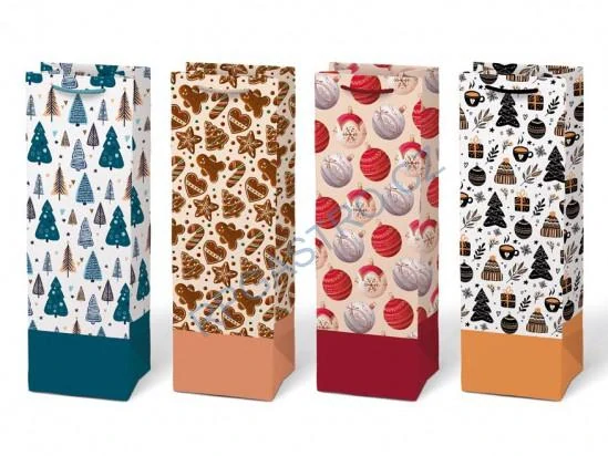 Papírová taška vánoční T12 na lahev V30 12 x 36 x 10 cm (5252801.2)