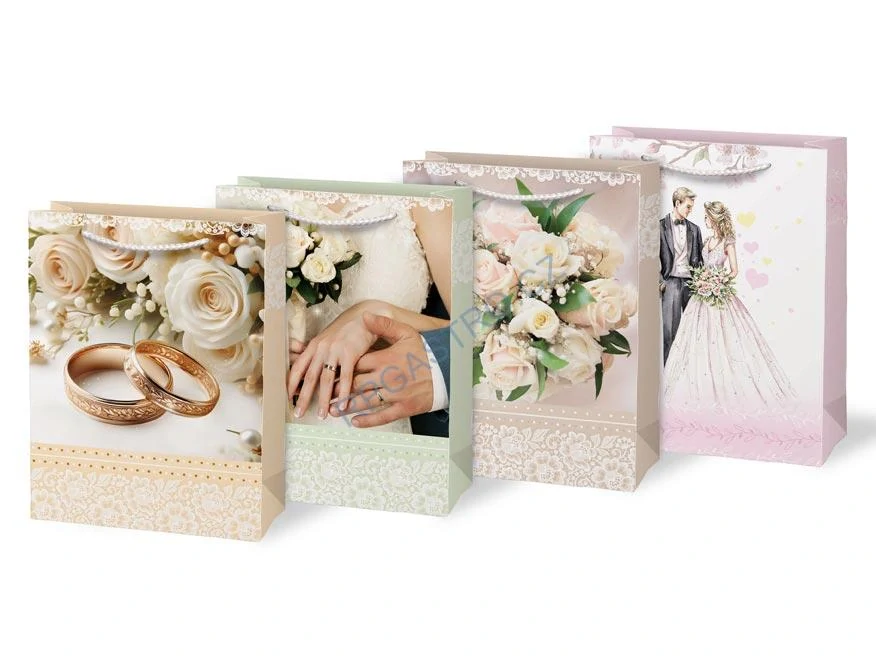 Papírová taška dárková vel.T5 SVATEBNÍ  260x320x138 mm (5252827.4)