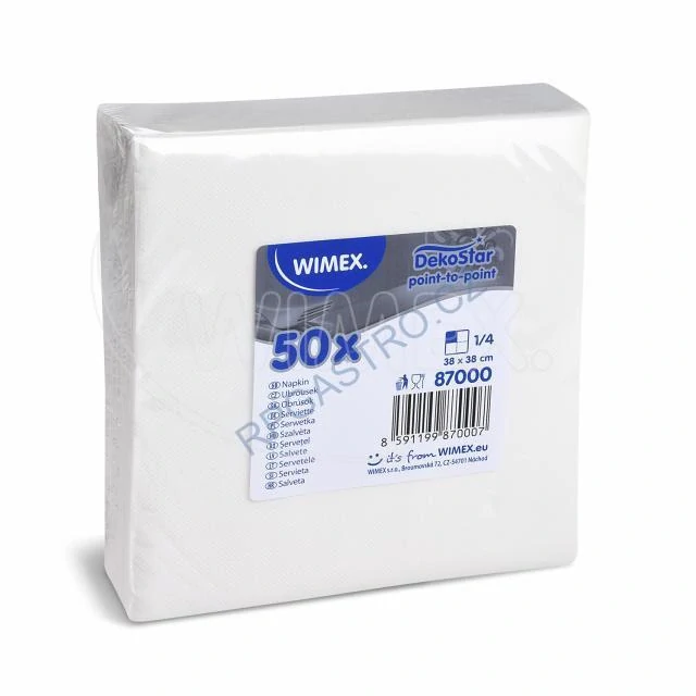 Ubrousky DekoStar bílé 38 x 38 cm [50 ks]  (87000)