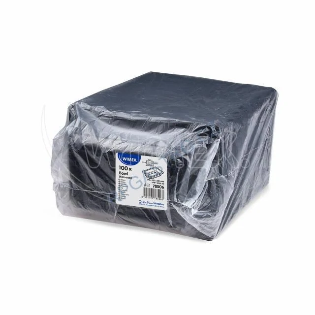 Menu mísa (PP) hranatá černá 178 x 127 x 50 mm 600ml [100 ks](78506)