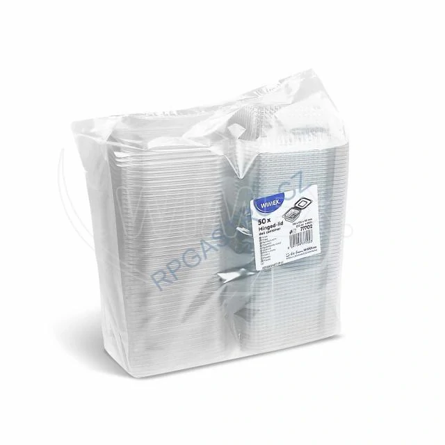 Miska hranatá průhledná s integrovaným víčkem 250 ml (rPET) [50 ks] (77702 - CH4A)