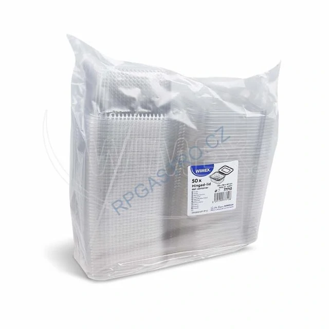 Miska hranatá průhledná s integrovaným víčkem 1000 ml (rPET) [50 ks] (77710 )