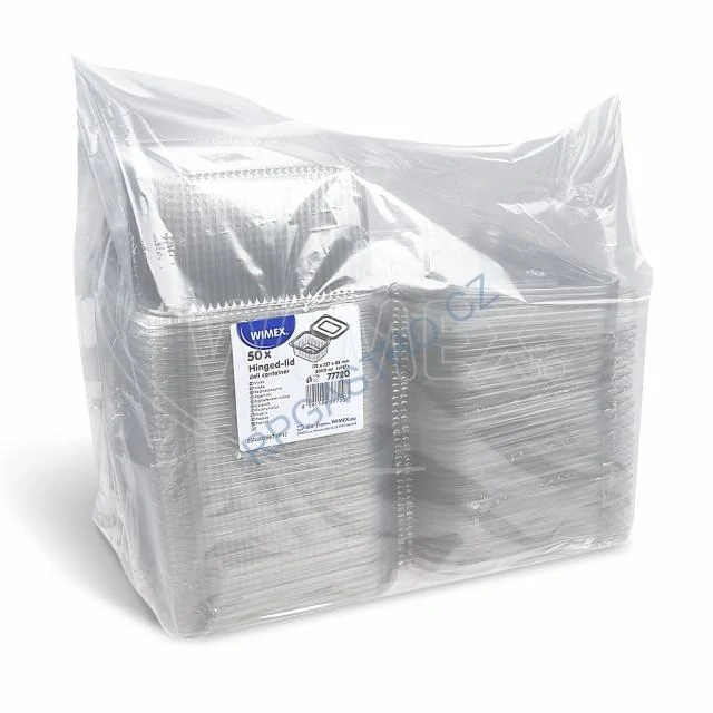 Miska hranatá průhledná s integrovaným víčkem 2000 ml (rPET) [50 ks] (77720 )