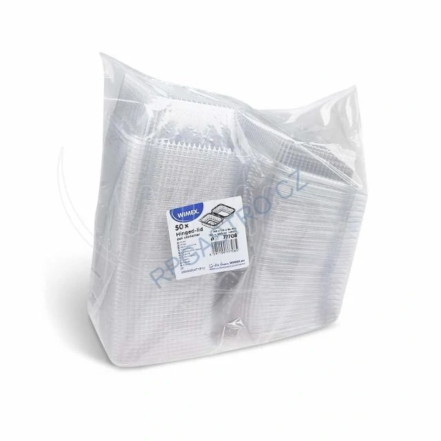 NEPOSÍLÁME - Miska hranatá průhledná s vypouklým víčkem 750 ml + 400 ml (rPET) [50 ks] Pouze osobní odběr (77708)