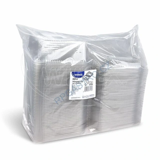 Miska hranatá průhledná s vypouklým víčkem 1500 ml + 450 ml (rPET) [50 ks] (77716)