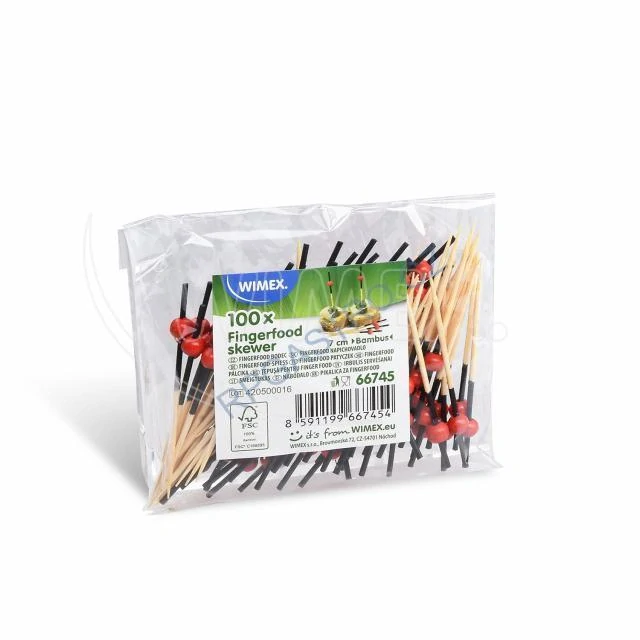 Bambusové bodce ČERVENÁ PERLA 7 cm [100 ks]  (66745)