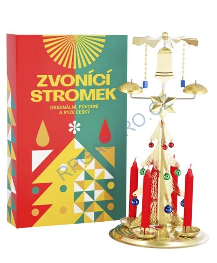 Andělské zvonění - zvonící stromek - Zlatý, foukané perličky