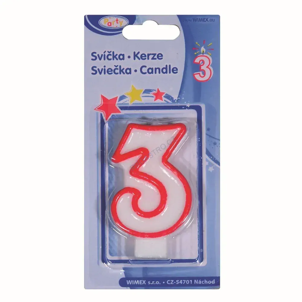 Číslová svíčka (3) 75 mm [1 ks] (37003 - 6D)