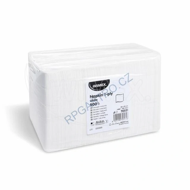 Ubrousky 1-vrstvé 33 x 33 cm bílé (PAP - FSC Mix) [500 ks] (70531)