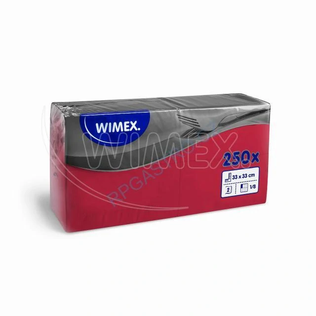 Ubrousky 2-vrstvé 33 x 33 cm, 1/8 skládané HF, červené [250 ks] (86801)