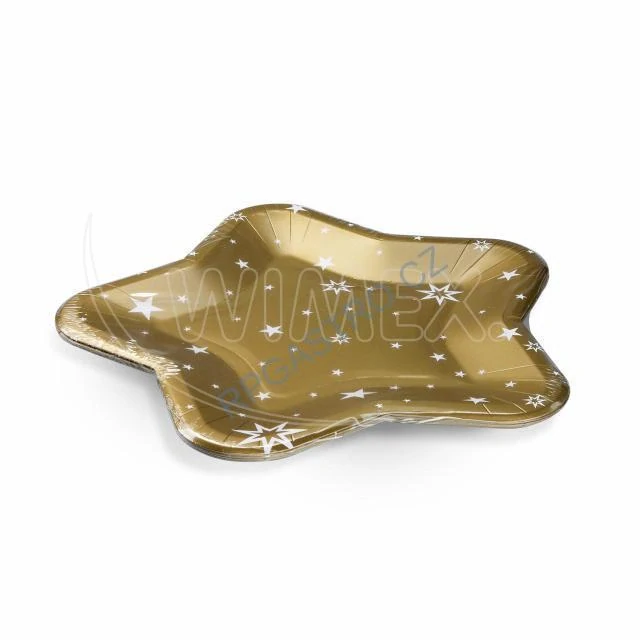Papírový talíř (FSC Mix) tvar hvězdy zlatý Ø25cm [6 ks] (65260) 