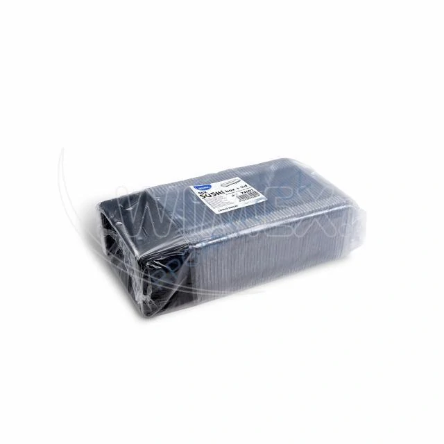 Miska na Sushi (PP/rPET)  černá + víčko průhledné 167 x 93 x 45mm [50sad] (74501)