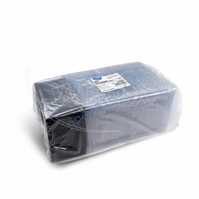 Miska na Sushi (PP/rPET)  černá + víčko průhledné 188 x 130 x 45mm [50sad] (74505)
