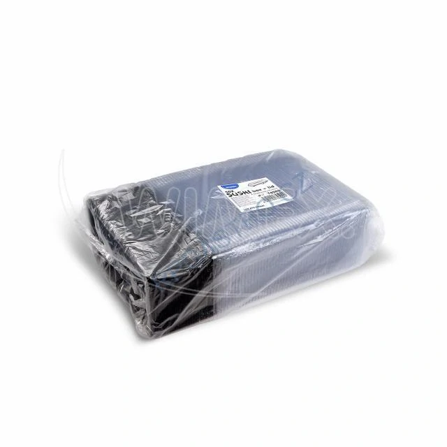Miska na Sushi (PP/rPET)  černá + víčko průhledné 224 x 94 x 45mm [50sad] (74502)