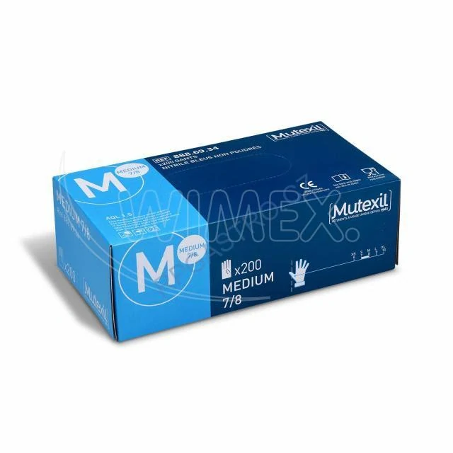 Rukavice (Nitril) nepudrované modré `M` [200 ks] (N0861)