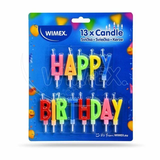 Set svíček na špejli "HAPPY BIRTHDAY" 65mm [1 sada]  (37180)
