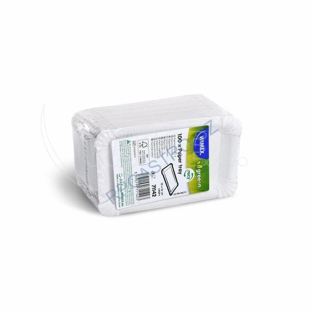 Papírové tácky bílé 10 x 16 cm  RECY [100 ks] (71142)