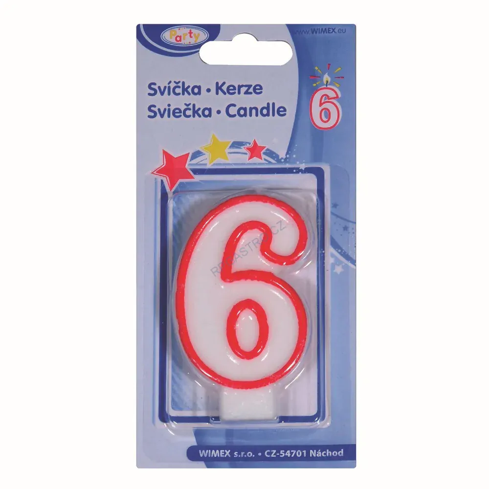 Číslová svíčka (6) 75 mm [1 ks] (37006 - 6D)