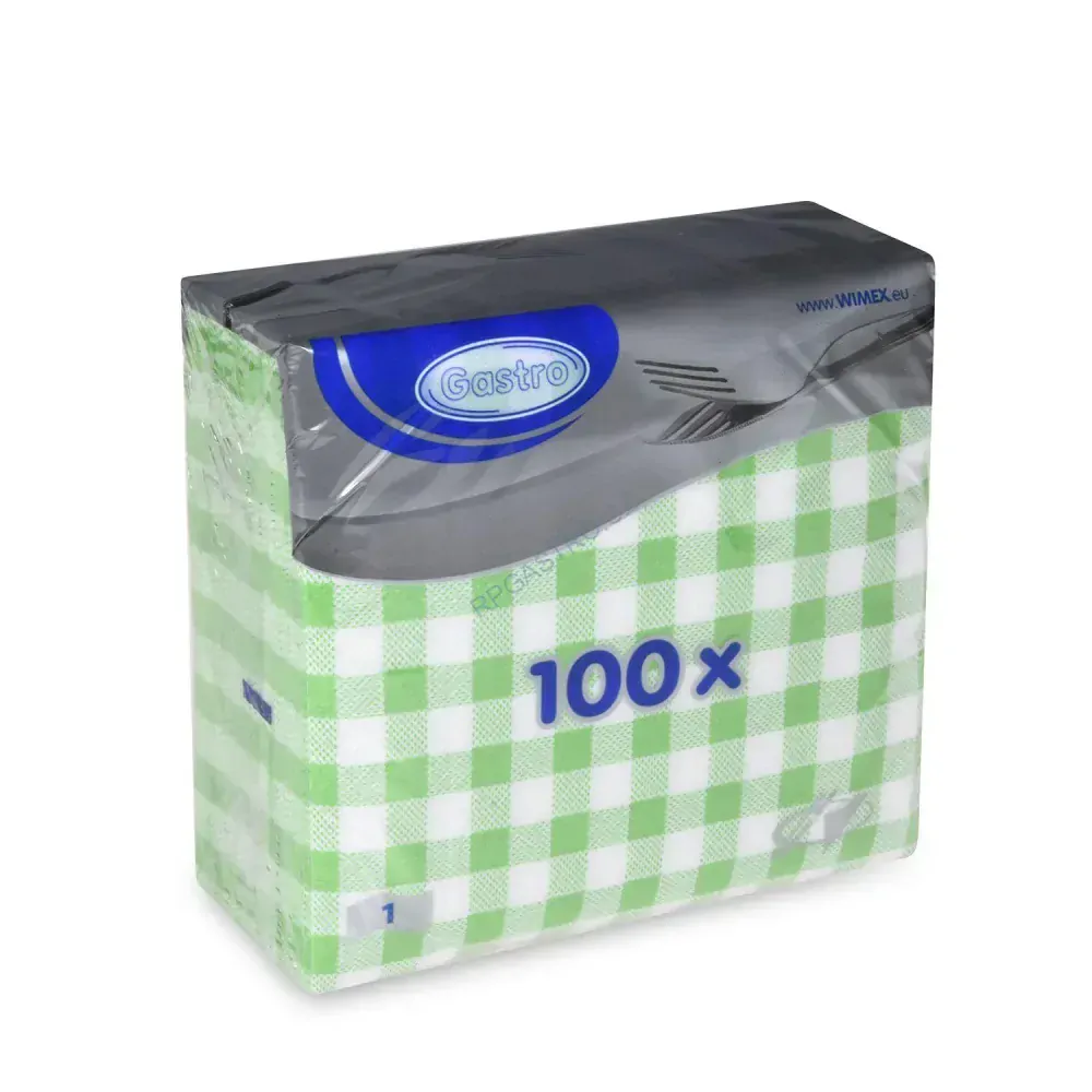 Ubrousky 1-vrstvé 33 x 33 cm KARO zelené [100 ks] (70556 - E12A)