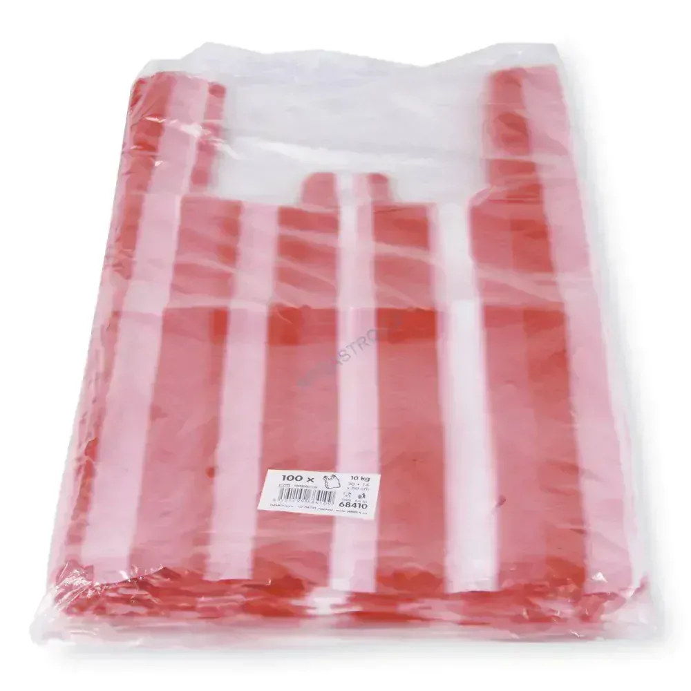 Tašky 10 kg (HDPE) pruhované 30+14 x 50 cm [100 ks] (68410-10A)