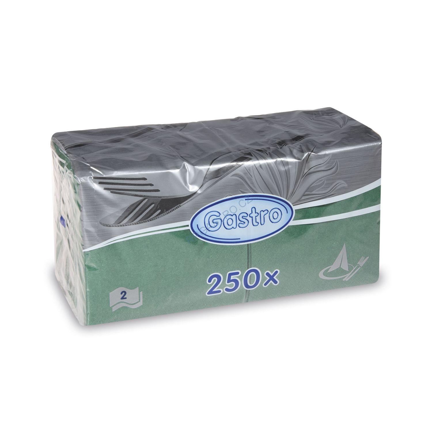 Ubrousky 2-vrstvé 24 x 24 cm tmavě zelené [250 ks] (85906 - 5C)
