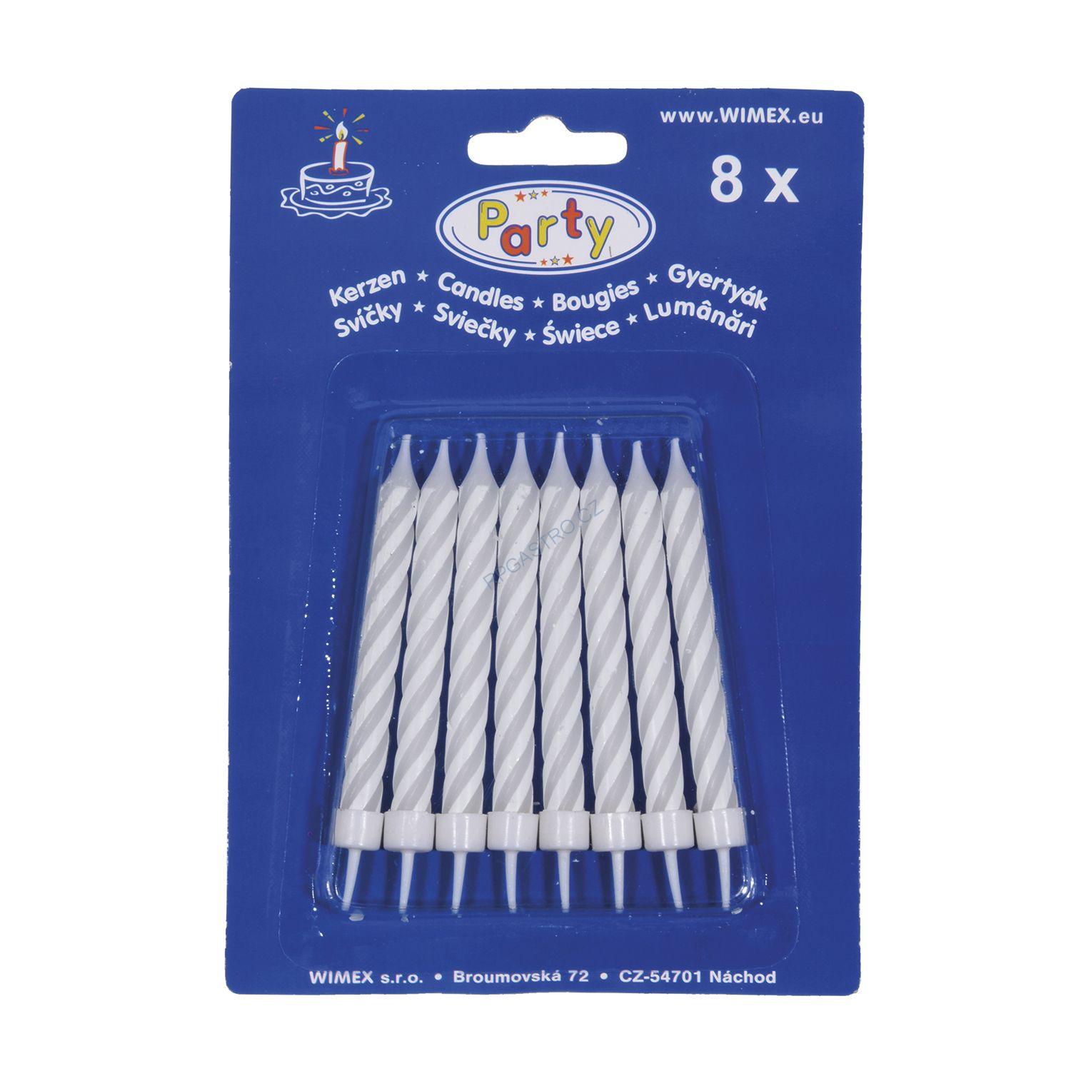 Narozeninové svíčky velké se stojánkem 80 mm [8 ks] (37120)