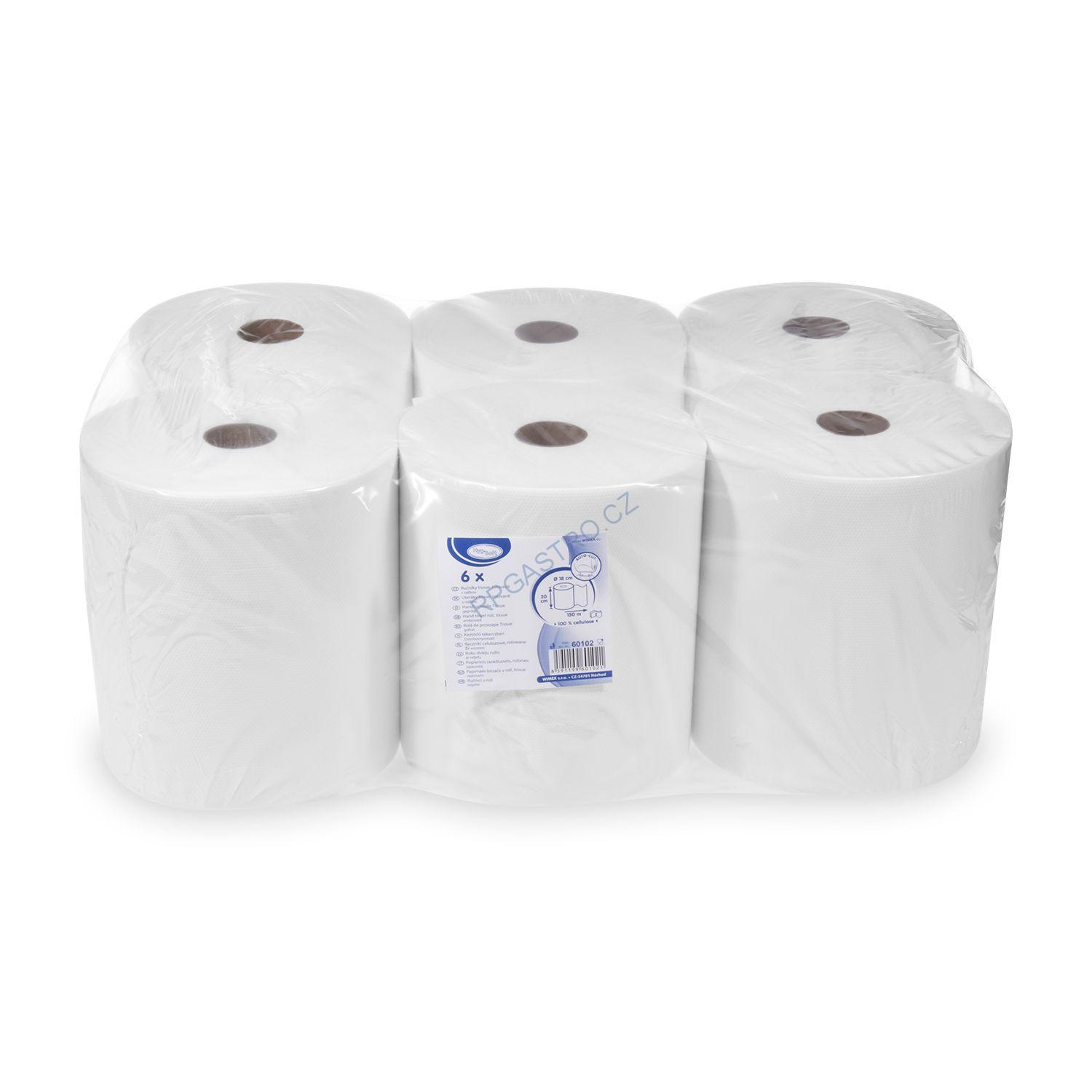 Ručníky tissue rolované 2-vrstvé 20 cm x 150 m bílé [6 ks] (60102)