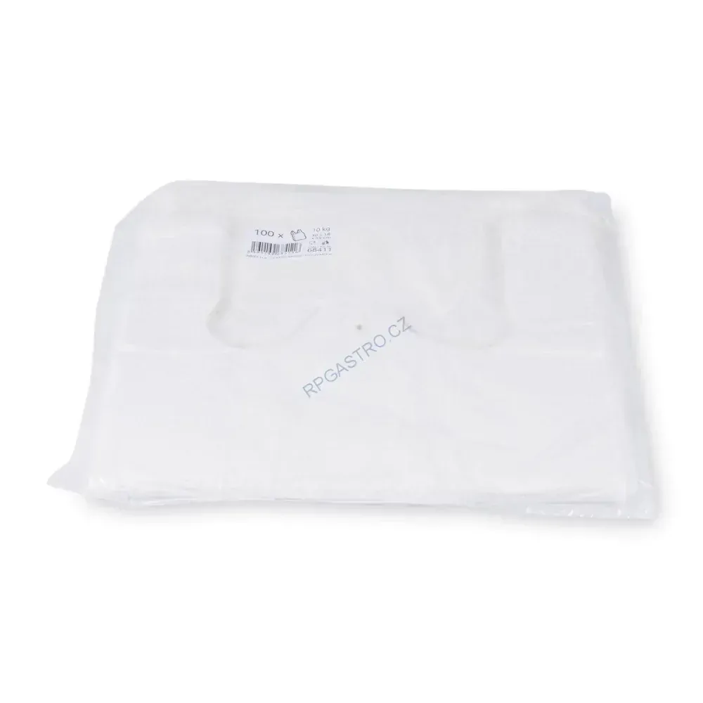 Tašky 10 kg (HDPE) bílé 30+18 x 55 cm [100 ks] (68411 - 11N)