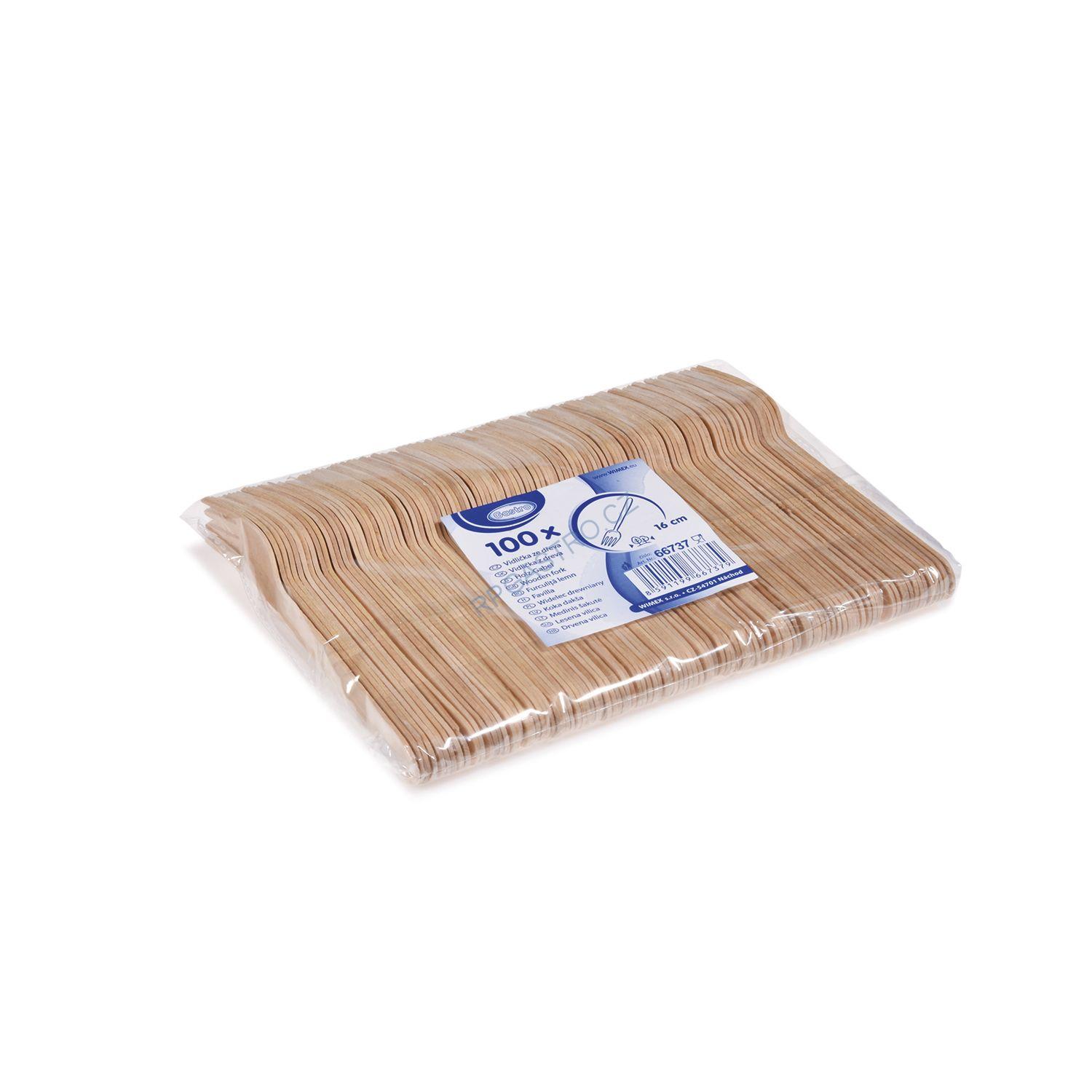 Vidlička ze dřeva 16 cm [100 ks] (66737-10B)