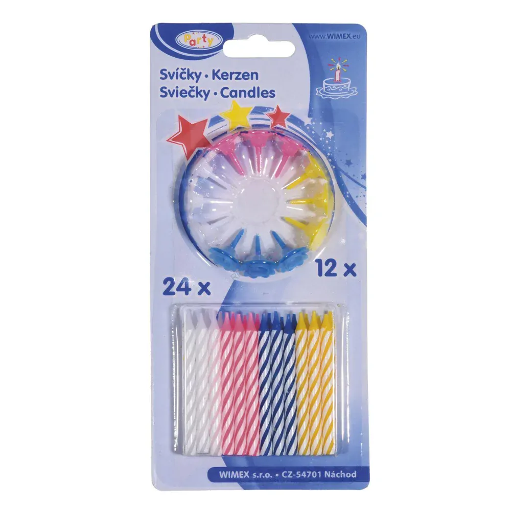 Narozeninové svíčky se stojánkem 60 mm [24 ks] (37100)